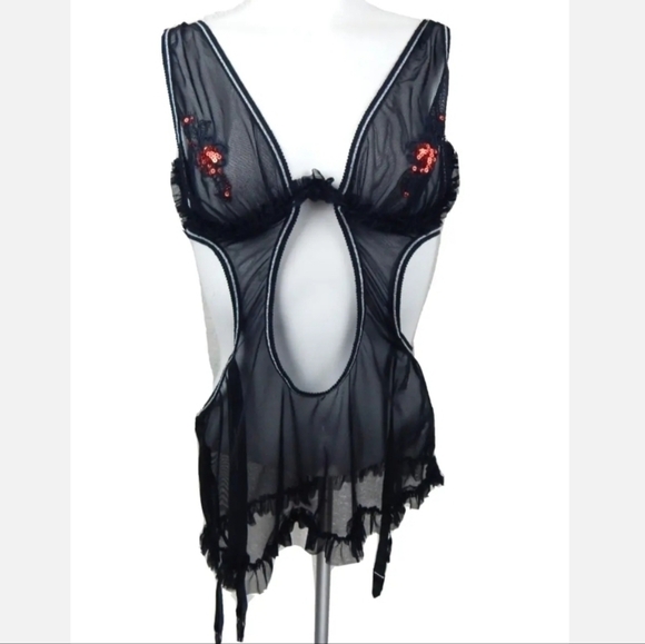 Shirley of Hollywood Mesh Cutout Chemise - Picture 1 of 4